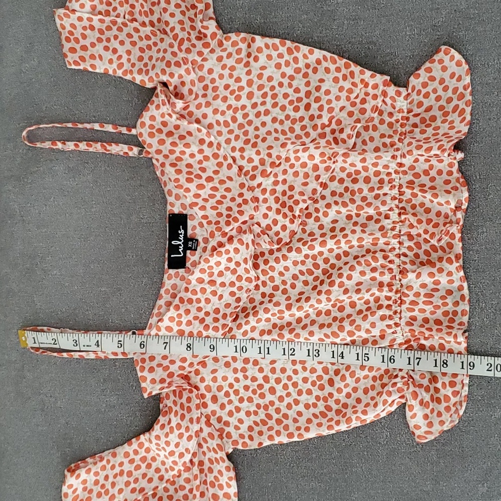 LULU'S Artiste Orange Ruffled Cold Shoulder Top SIZE: XS - Picture 2 of 7